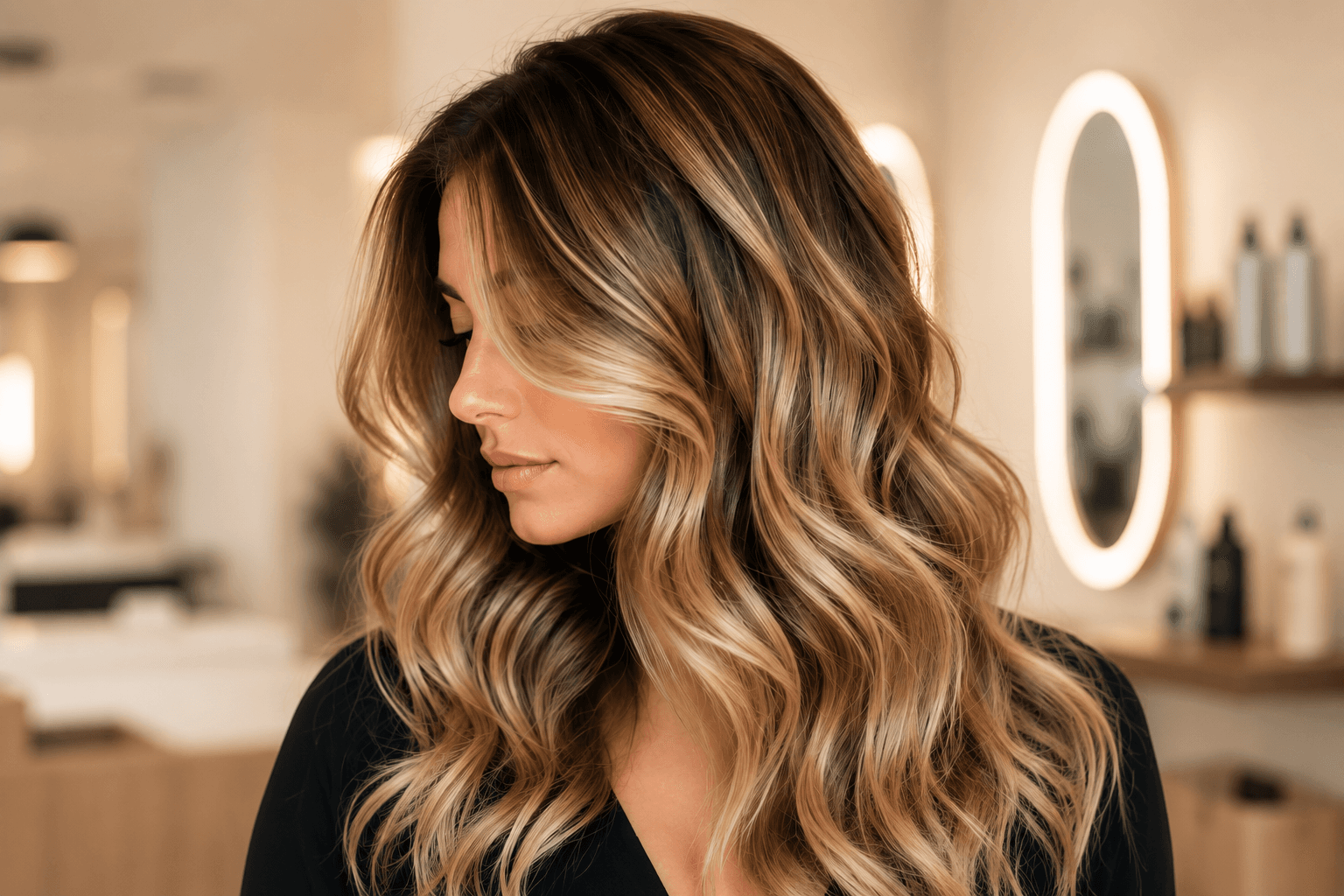 Beautiful balayage hair at Rose & Glow salon